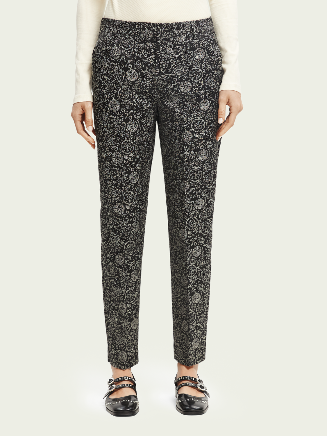 Mid-Rise Tapered Jacquard Trousers | scotch & soda outlet