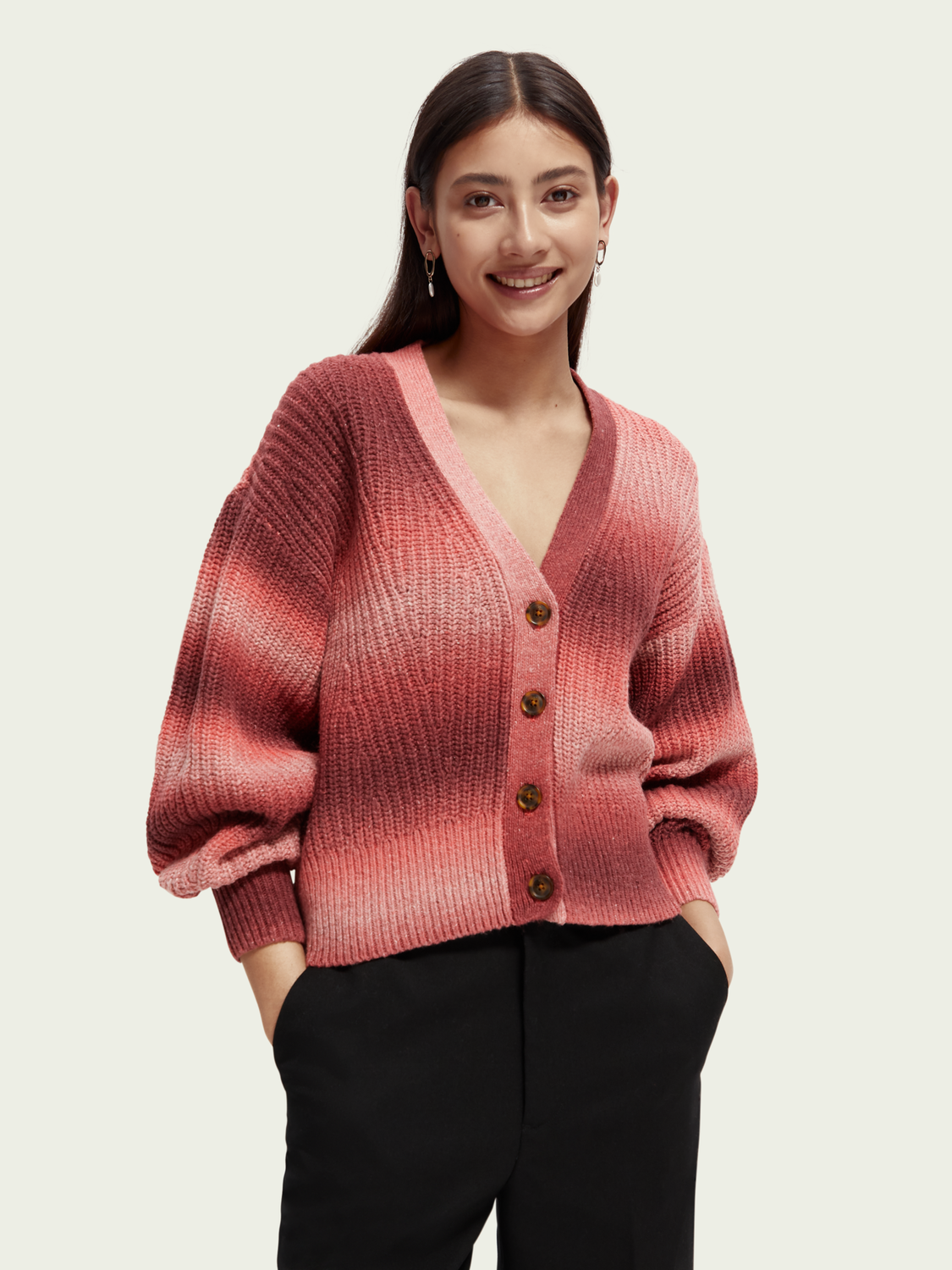 Knitted Puffy Sleeve Cardigan | scotch & soda outlet