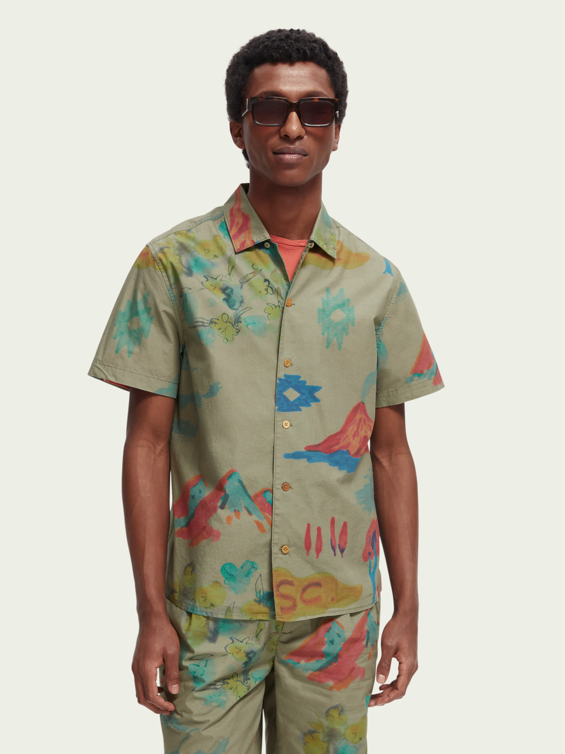 Printed Organic Cotton Short-Sleeved Shirt | Scotch And Soda Outlet