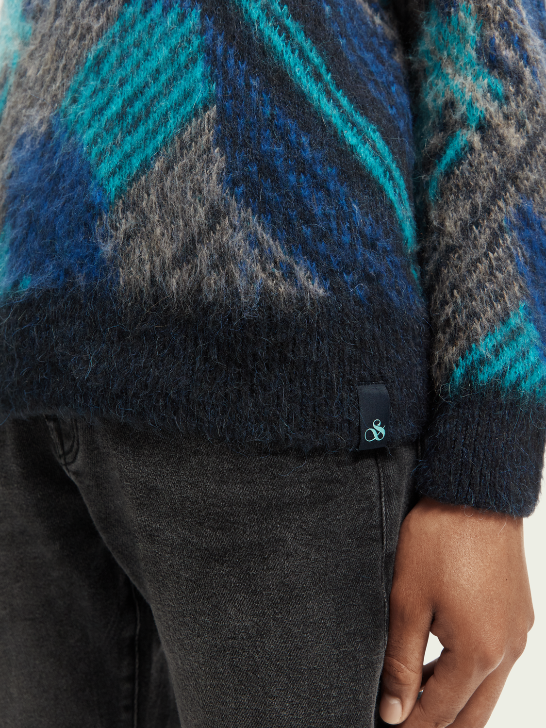 Multi-Coloured Panelled Jacquard Sweater | Scotch And Soda Outlet