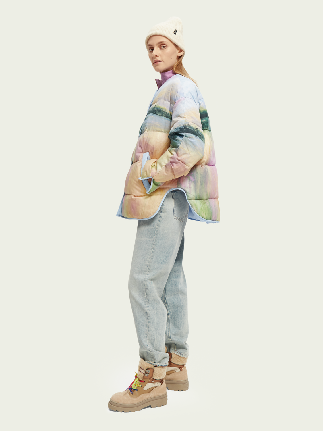 Oversized Water-Repellent Watercolour Puffer Jacket | scotch & soda outlet