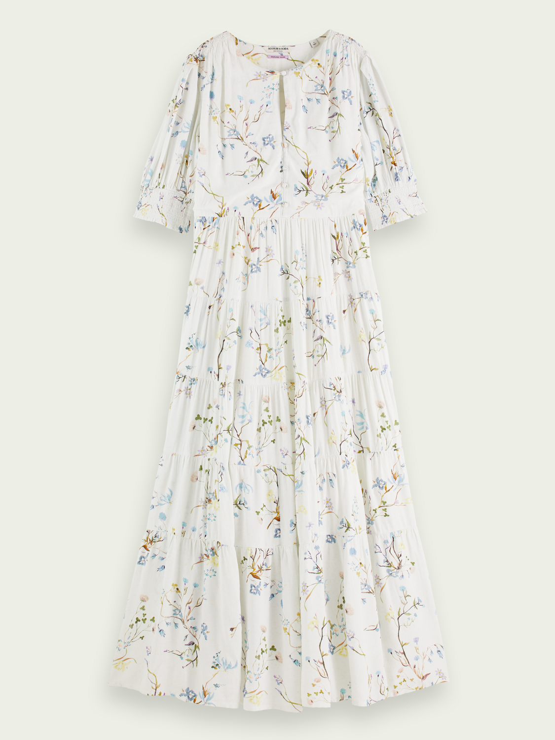 Short Sleeved Tiered Maxi Dress | scotch & soda outlet