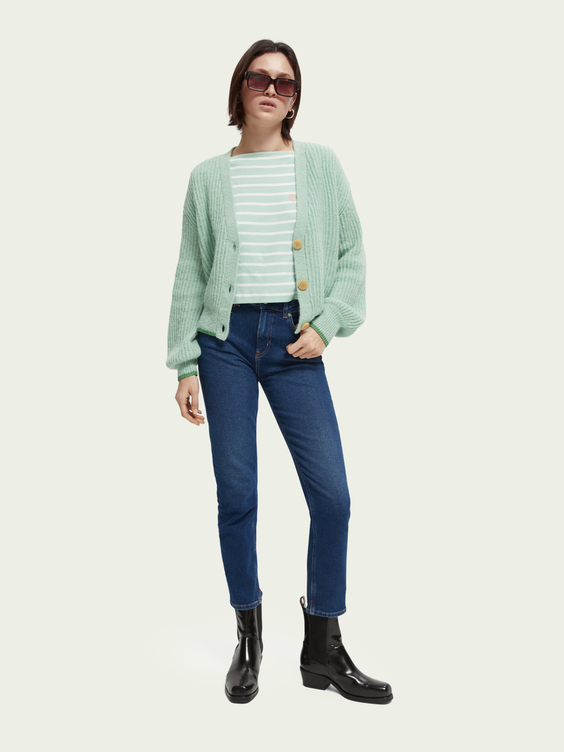 Fuzzy Boxy-Fit Knitted Cardigan | scotch & soda outlet
