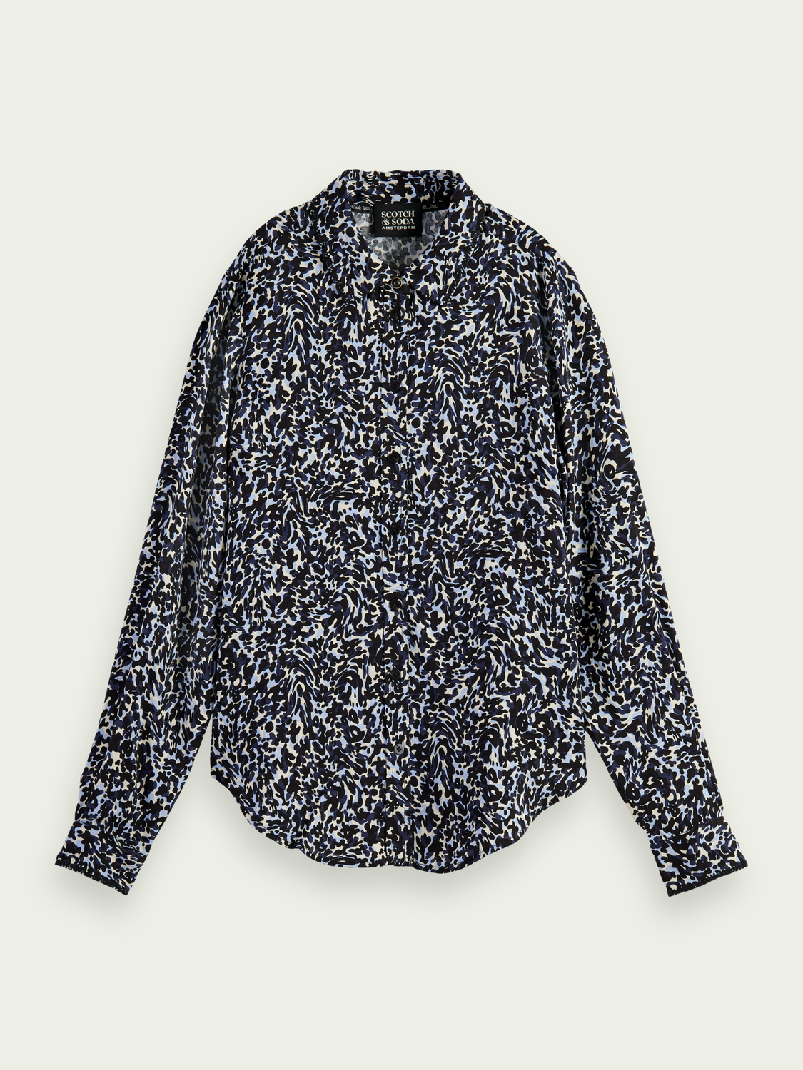 Long-Sleeve Jacquard Shirt With Embroidered Trimming | scotch & soda outlet