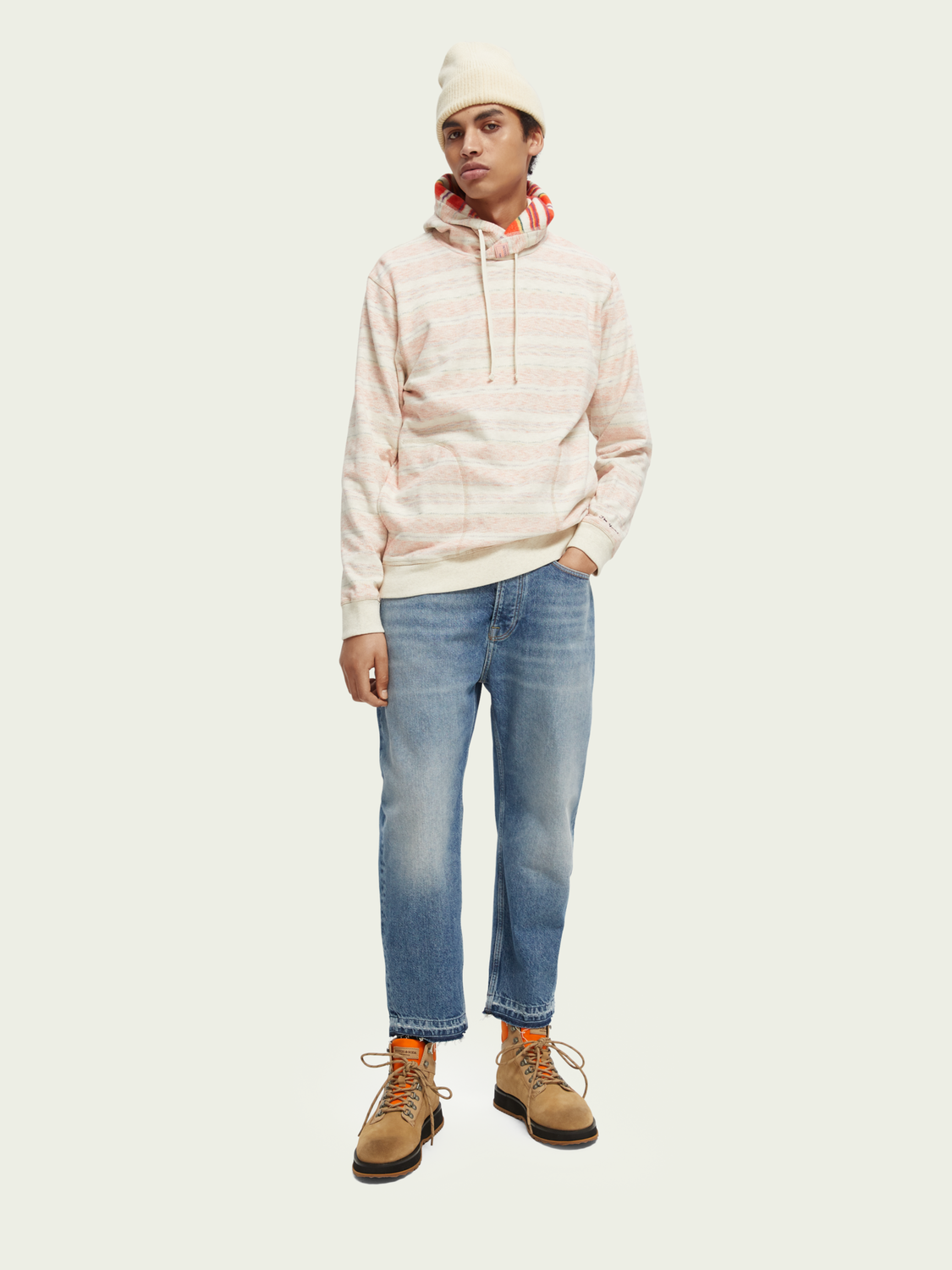 Striped Brushed Felpa Hoodie | Scotch And Soda Outlet