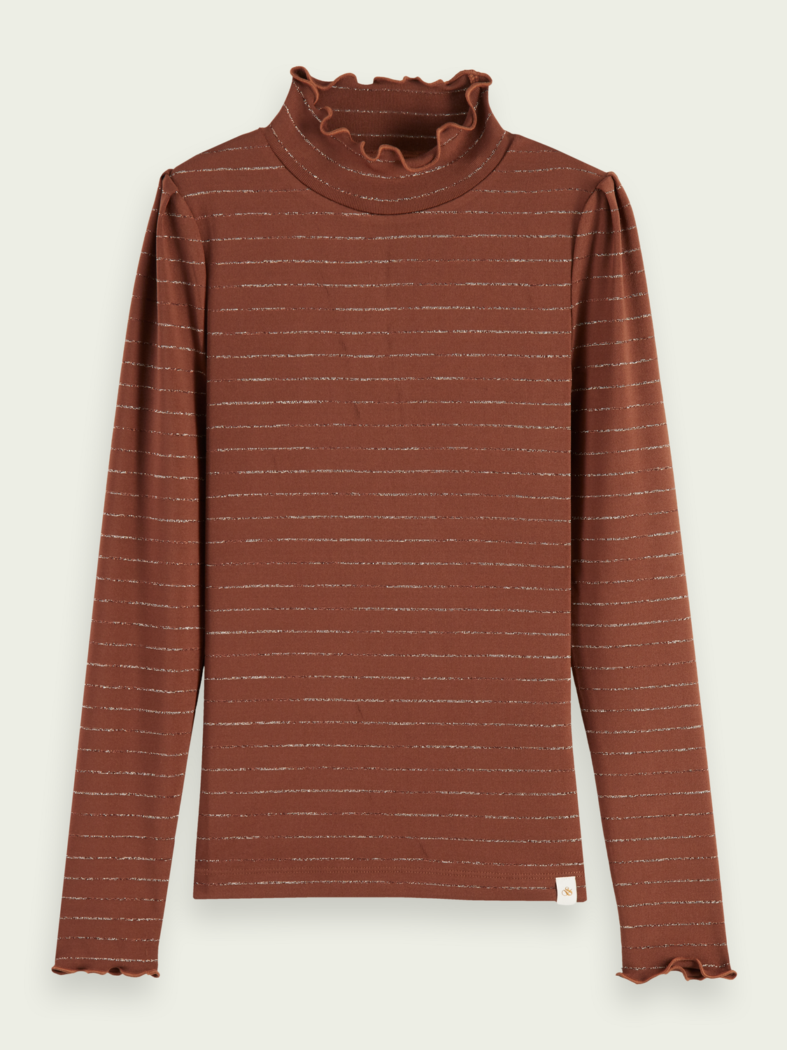 Yarn-Dyed Long-Sleeved Fitted Turtleneck T-Shirt