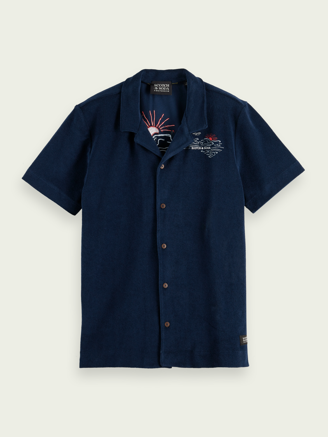 Terry Short-Sleeved Organic Cotton Camp Shirt | Scotch And Soda Outlet