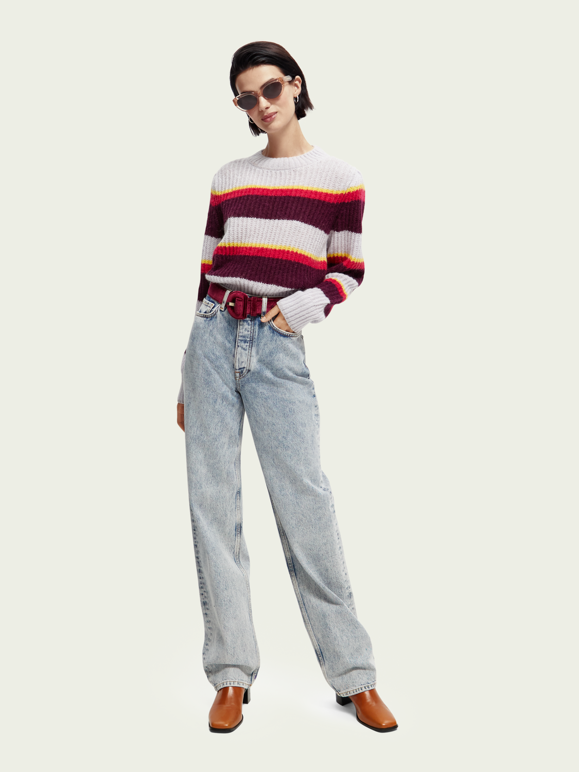 Fuzzy Knitted Puffy Sleeve Sweater | scotch & soda outlet