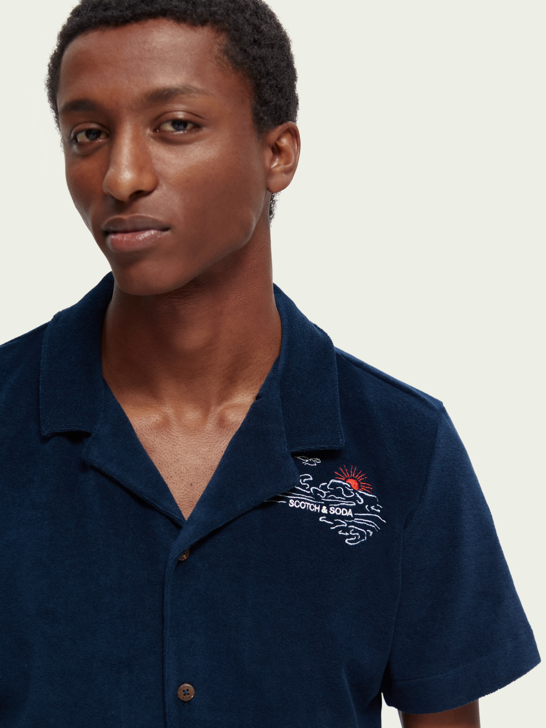 Terry Short-Sleeved Organic Cotton Camp Shirt | Scotch And Soda Outlet