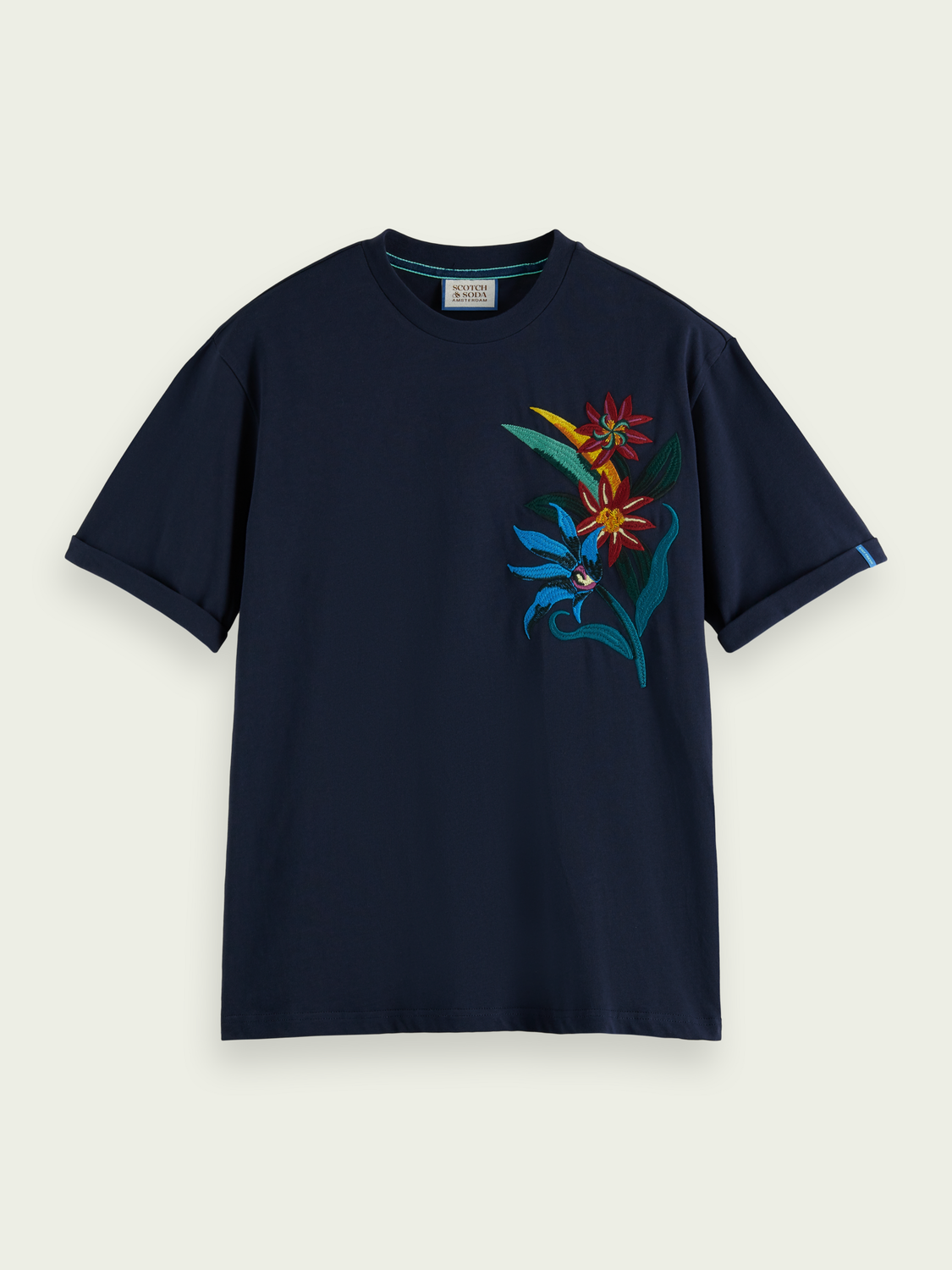 Relaxed Fit Organic Floral-Embroidered T-Shirt | Scotch And Soda Outlet