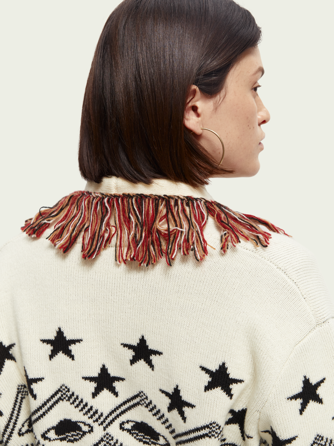 Jacquard Woven Fringed Cardigan | scotch & soda outlet