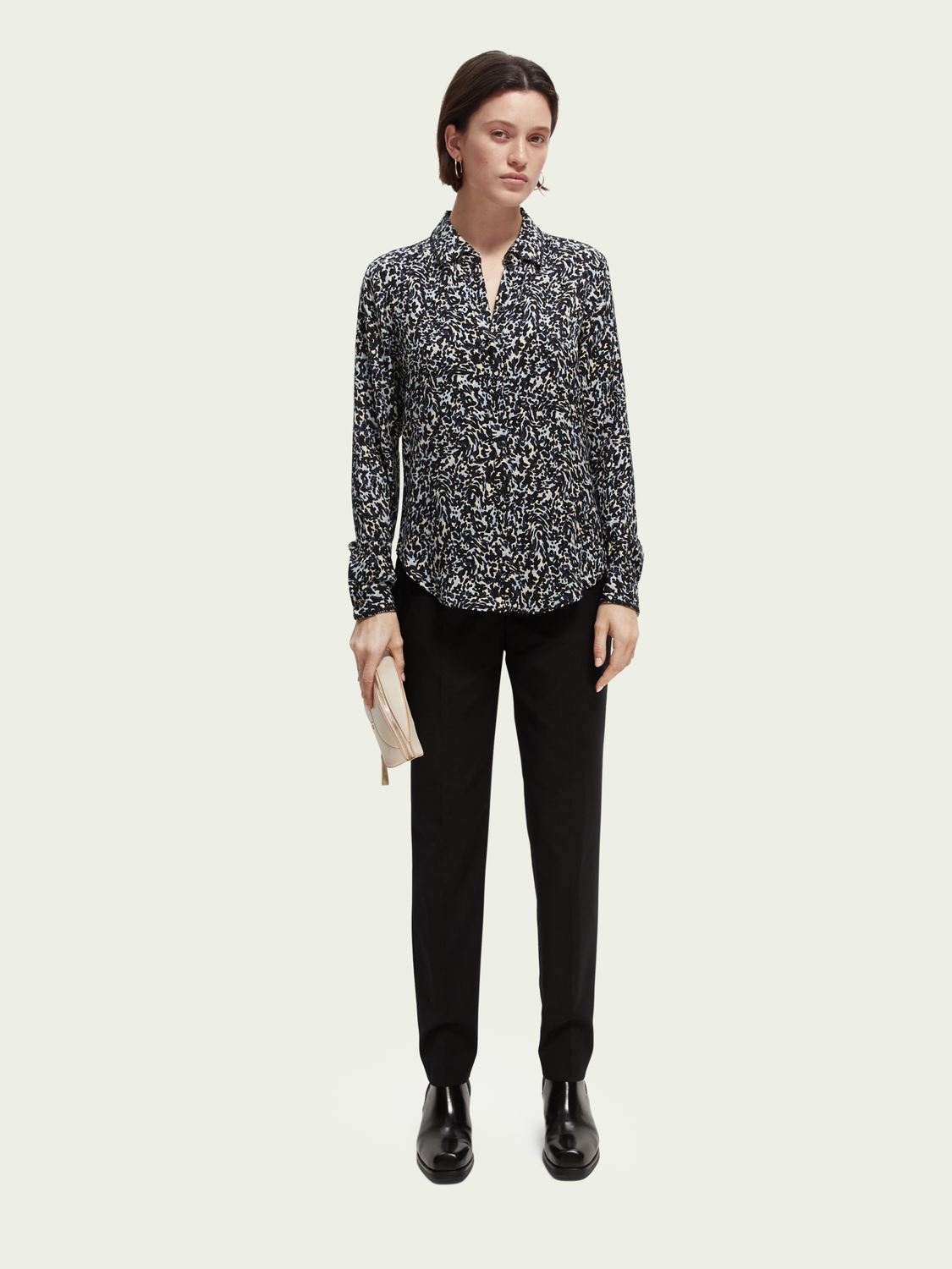 Long-Sleeve Jacquard Shirt With Embroidered Trimming | scotch & soda outlet