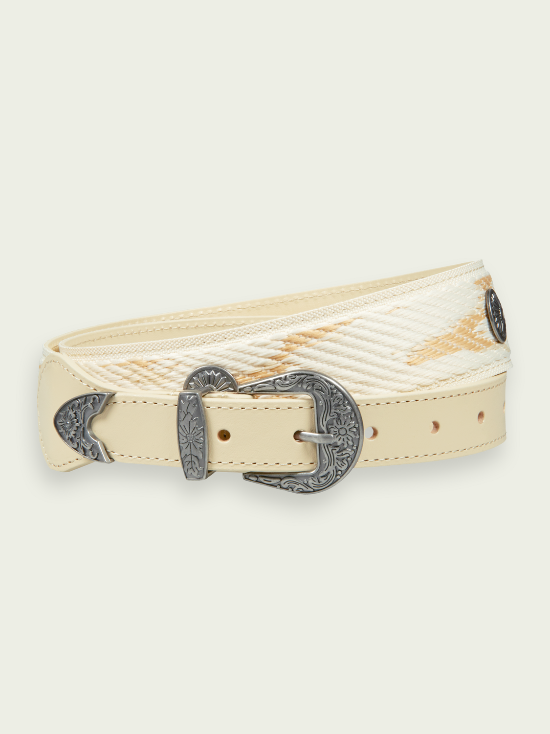 Patterned Western Leather Belt | scotch & soda outlet