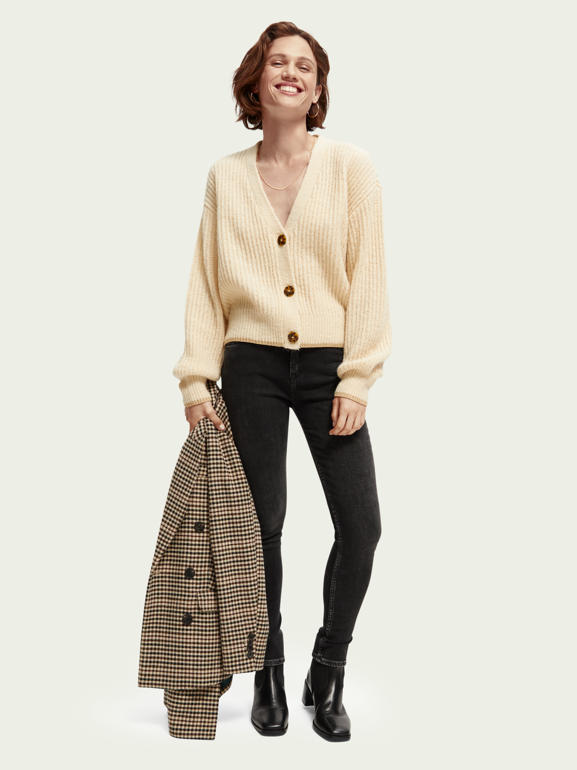 Fuzzy Voluminous-Sleeved Cardigan | scotch & soda outlet
