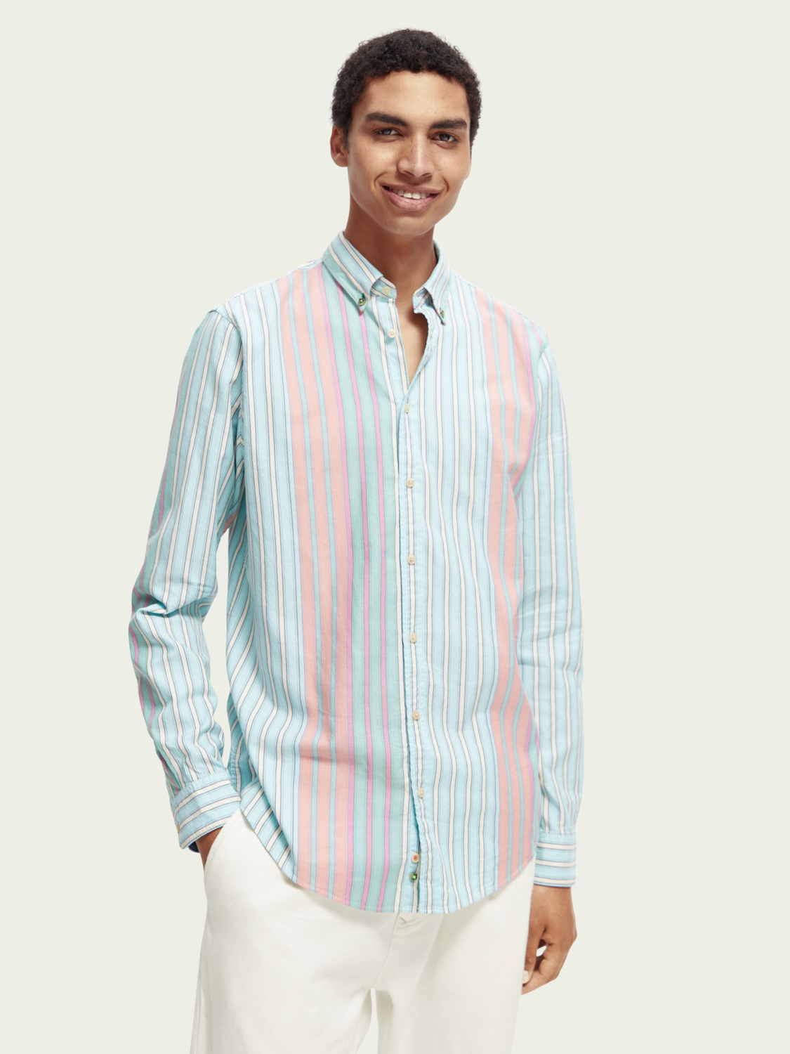 Regular-Fit Striped Organic Oxford Shirt | Scotch And Soda Outlet