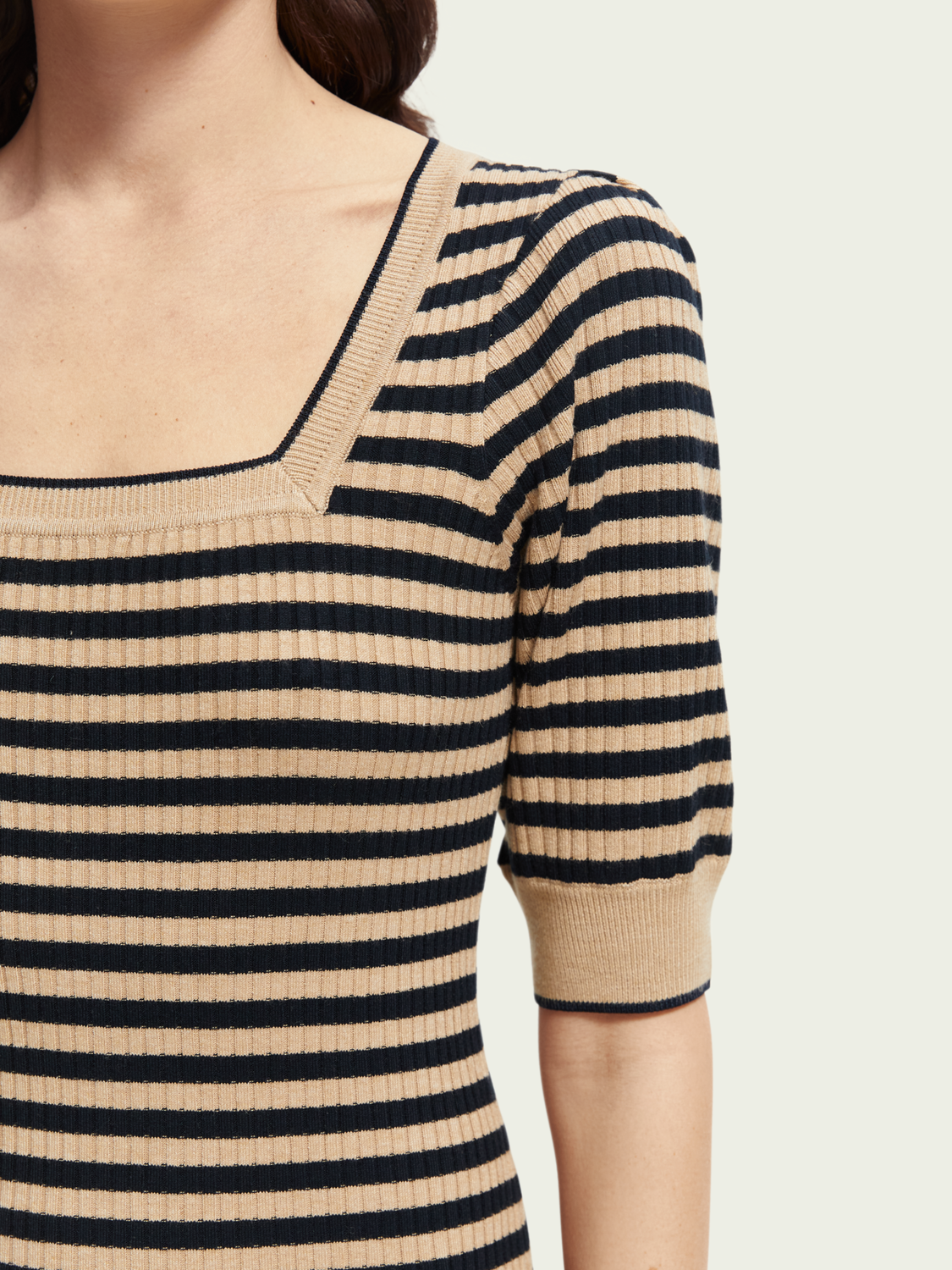 Short-Sleeved Rib Knit Dress | scotch & soda outlet