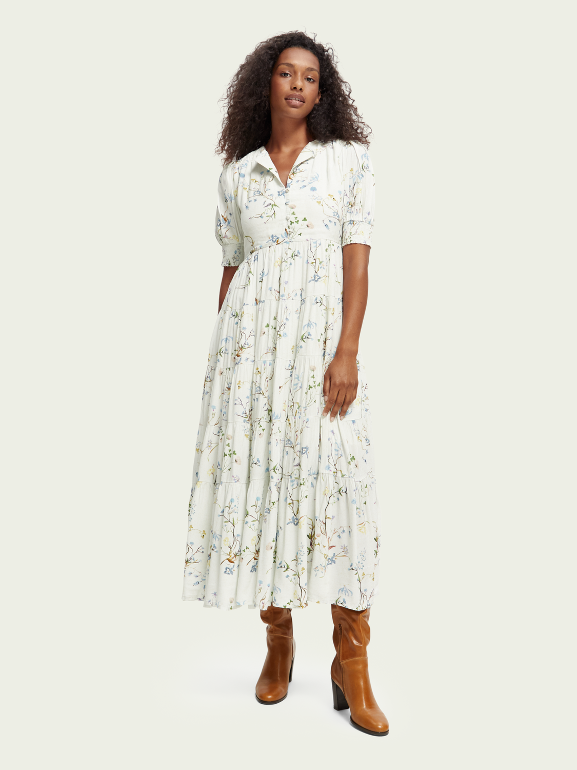 Short Sleeved Tiered Maxi Dress | scotch & soda outlet
