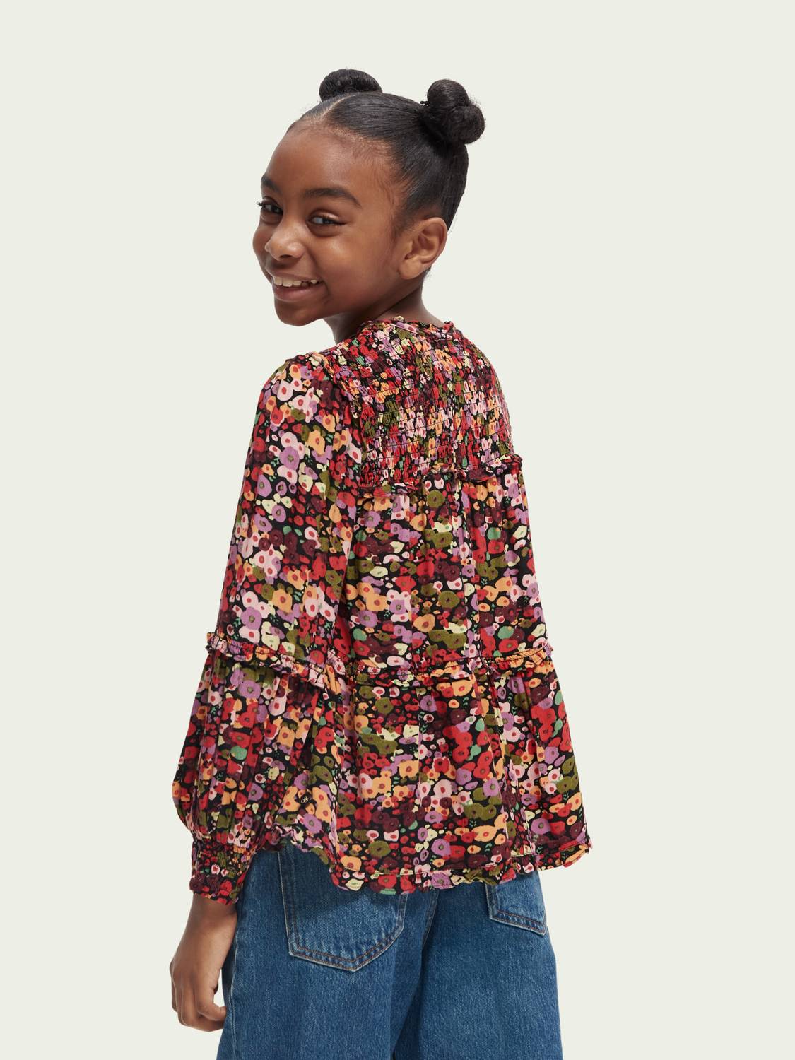 Printed Smock Detail Top