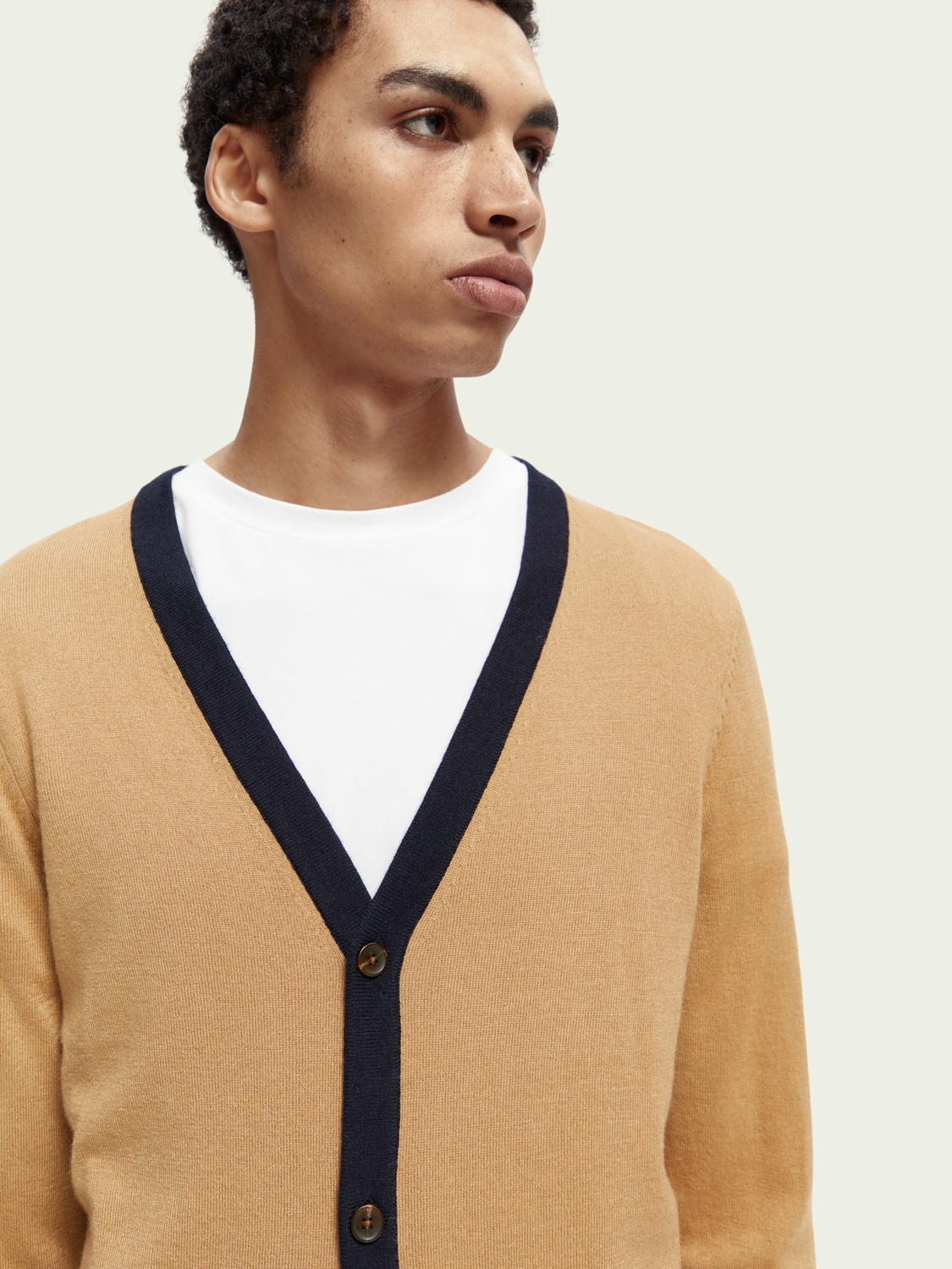 Wool-Blended Contrast-Trimmed Cardigan | Scotch And Soda Outlet