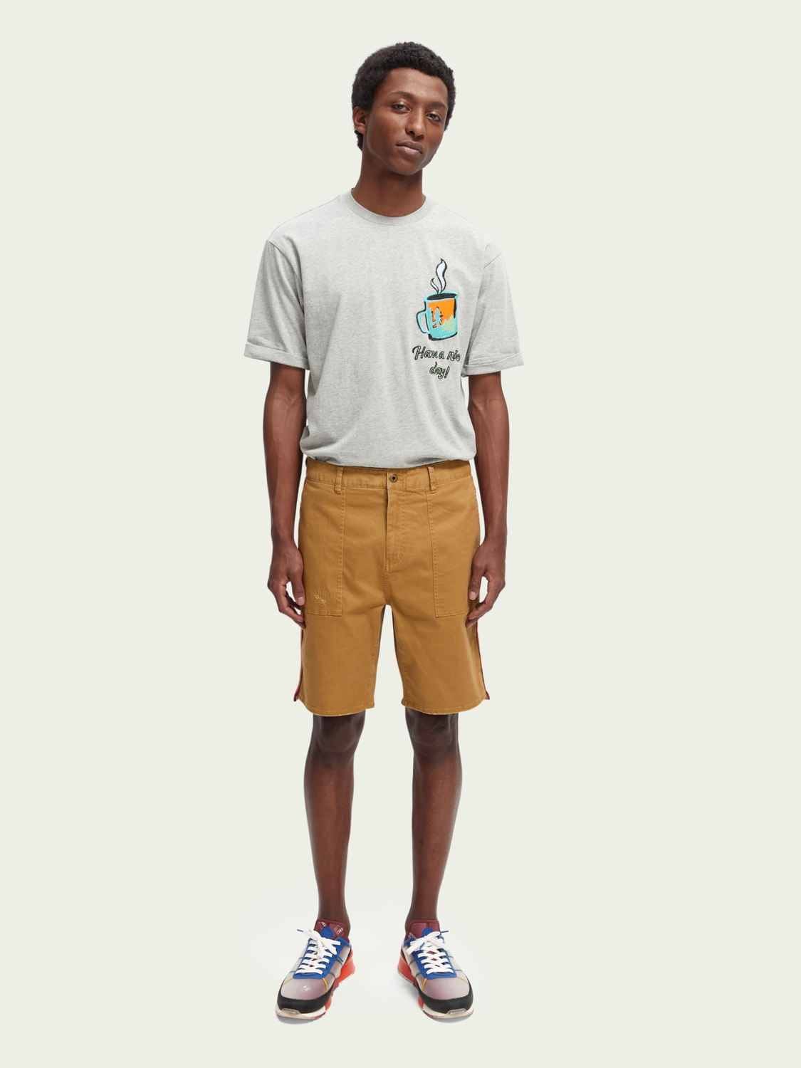 Relaxed-Fit Organic Cotton Shorts With Tape Detail | Scotch And Soda Outlet