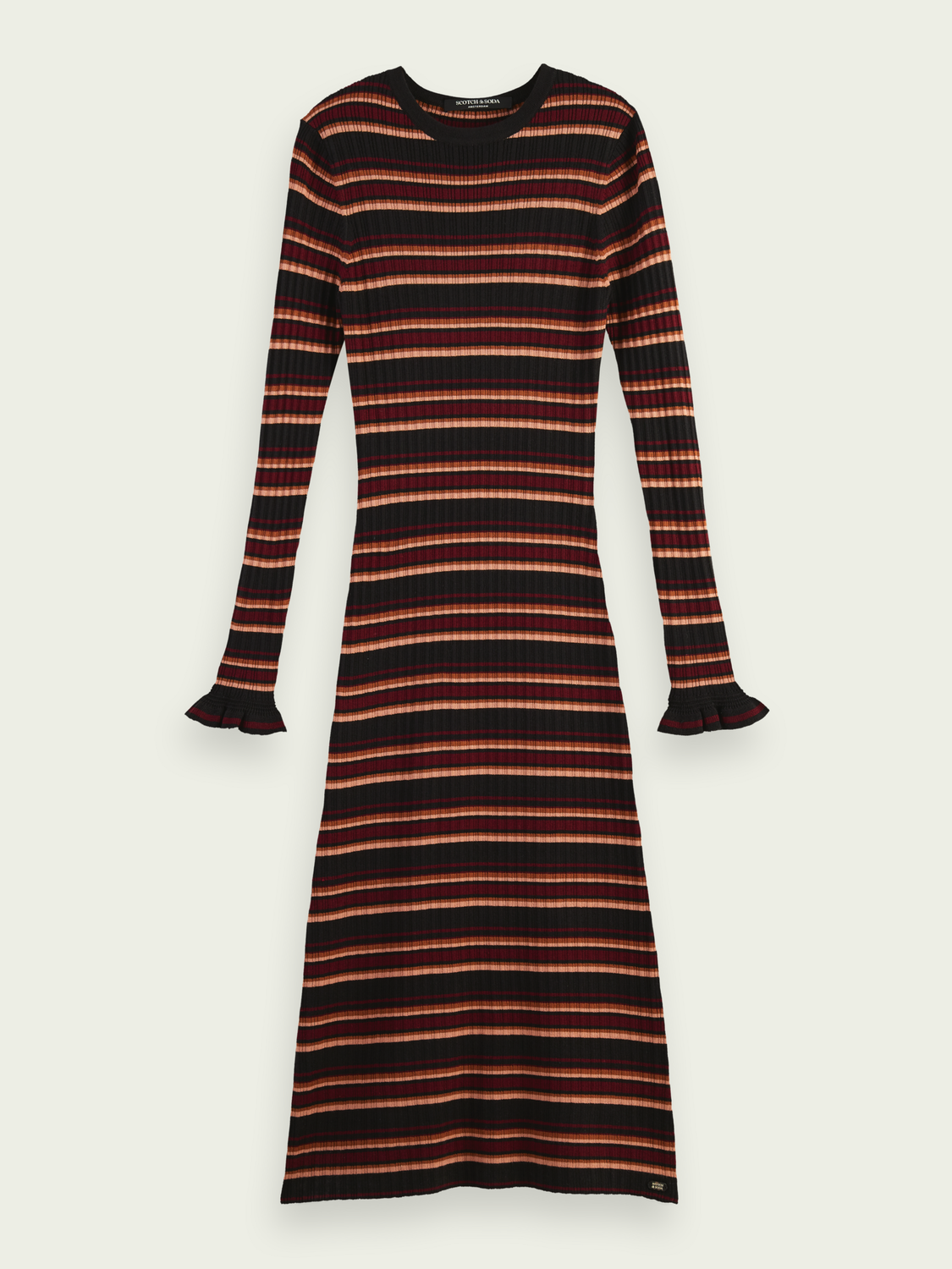 Fitted Striped Rib Knit Midi Dress | scotch & soda outlet