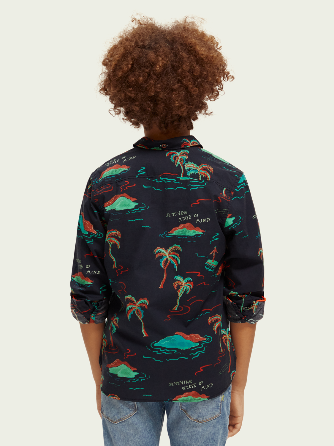 Printed Button-Down Shirt With Sleeve-Adjustment