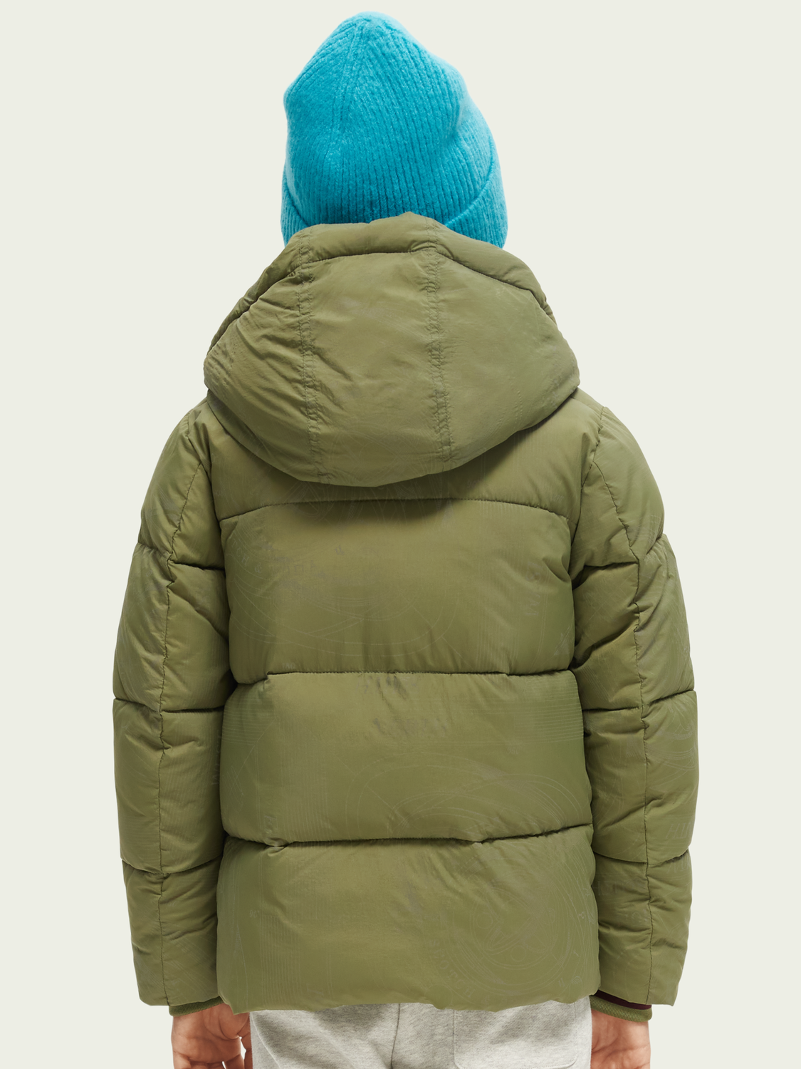 Padded Jacket With Reflective Print