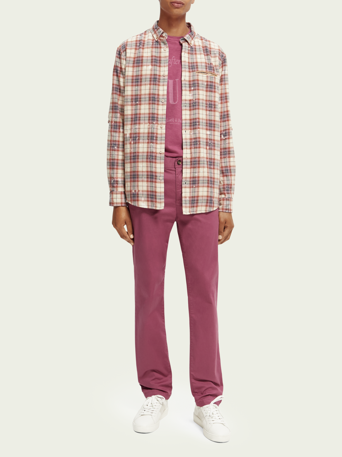 Bonded Checked Organic Shirt With Sleeve-Adjustment | Scotch And Soda Outlet
