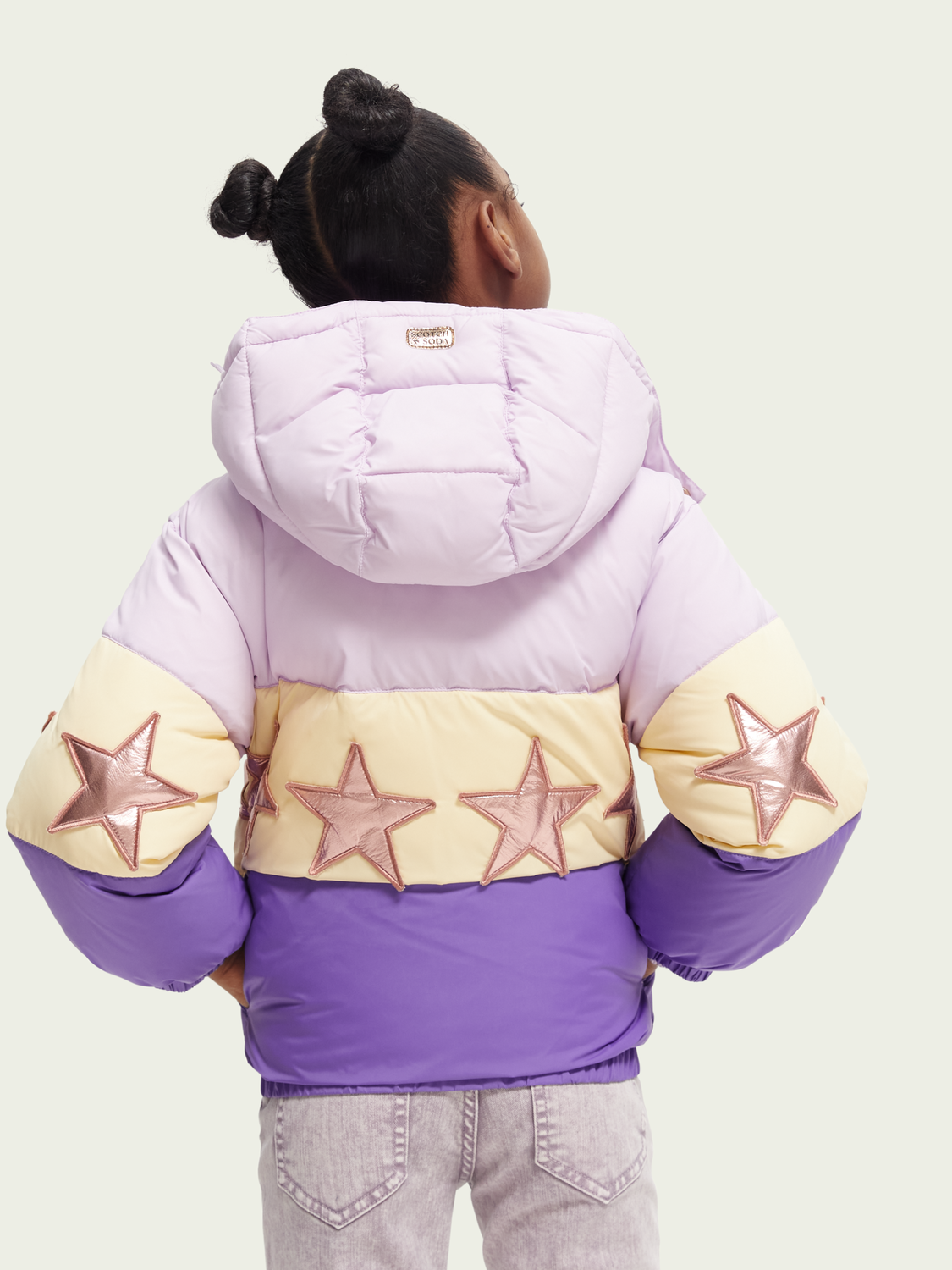 Colour-Blocked Star Puffer Jacket
