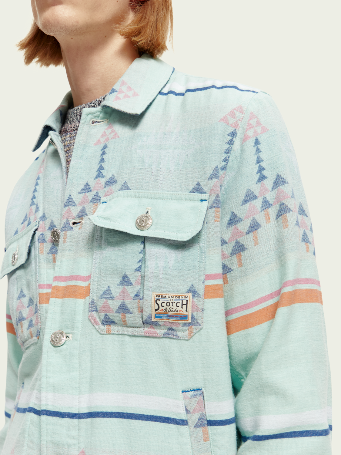 Jacquard Denim Ikat Overshirt