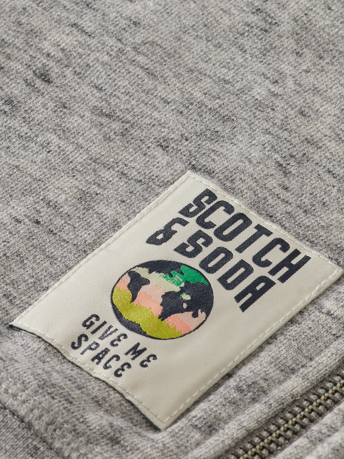 Scotch Soda Outlet | Panelled Melange Crewneck Side-Zip Sweatshirt