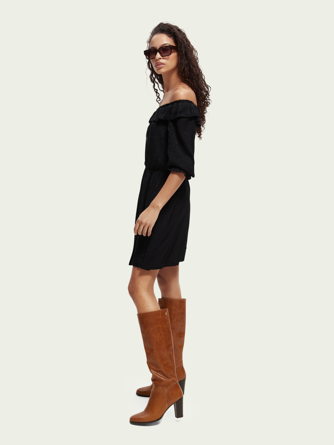Off-Shoulder Frilled Smock Dress | scotch & soda outlet