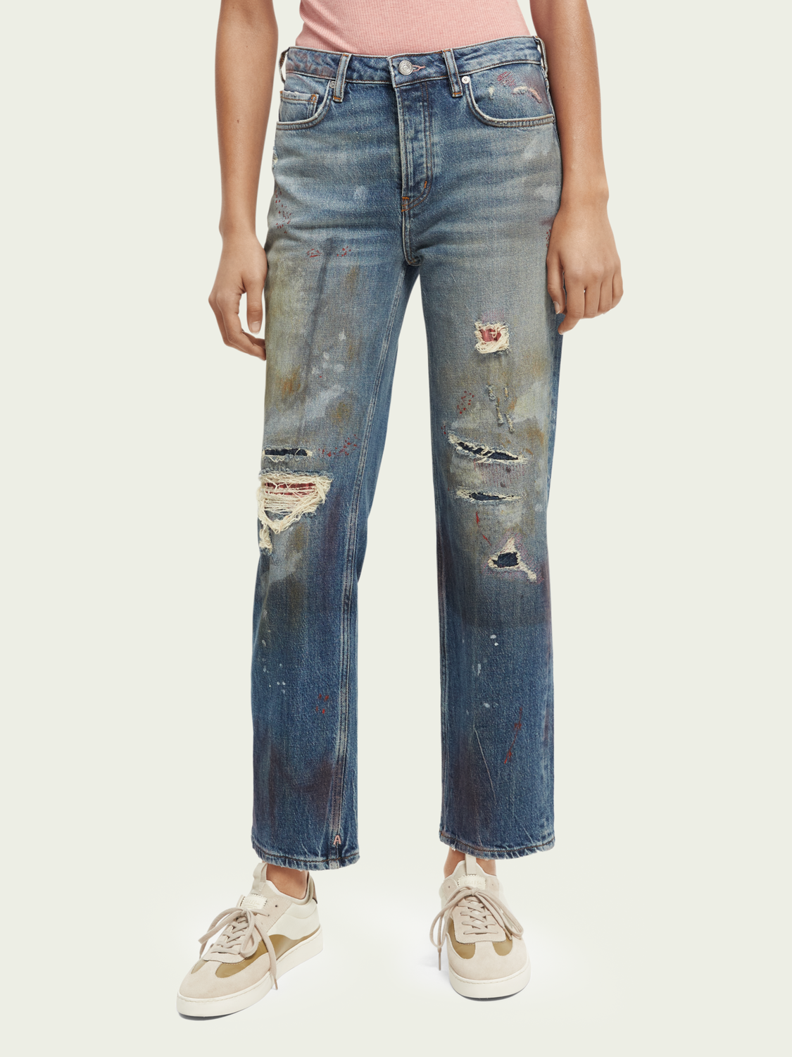The Sky Straight Leg Distressed Jeans | scotch & soda outlet