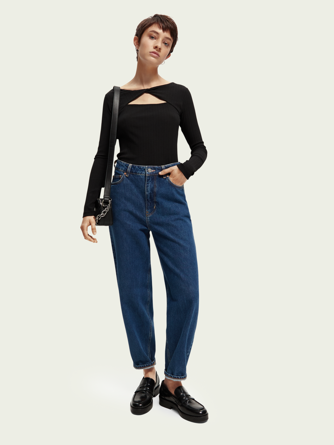 Twist Collar Slim-Fit Top | scotch & soda outlet