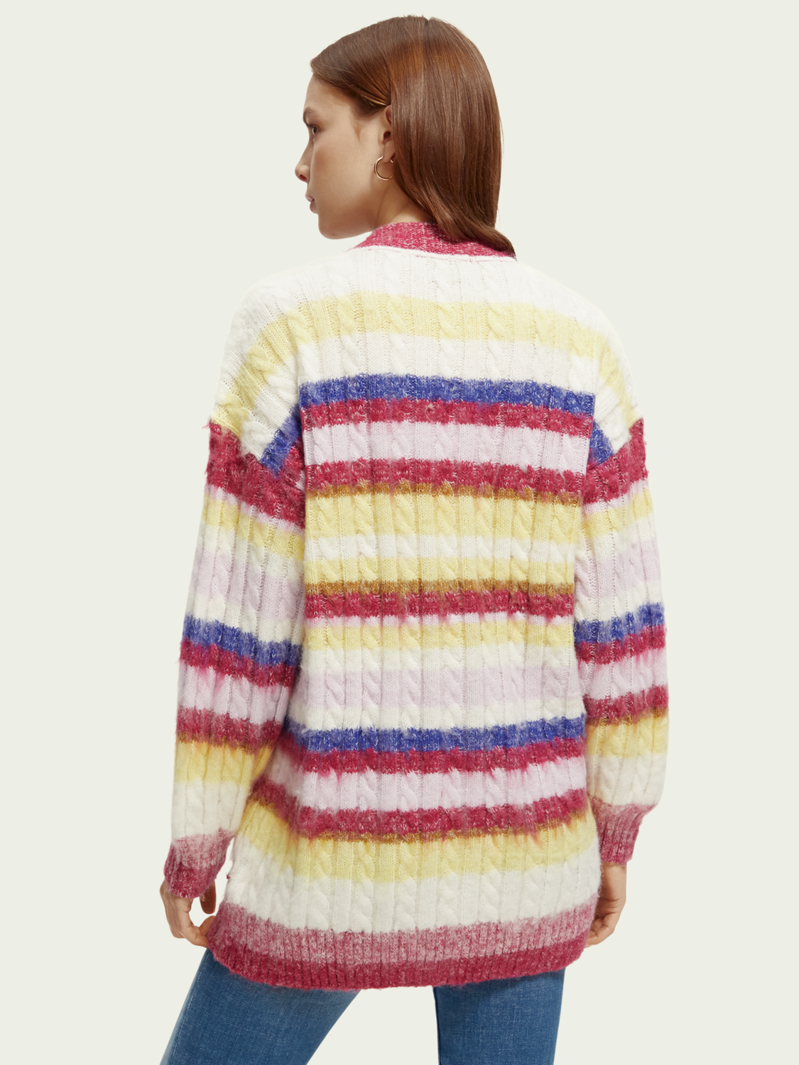 Brushed Mid-Length Striped Cardigan | scotch & soda outlet