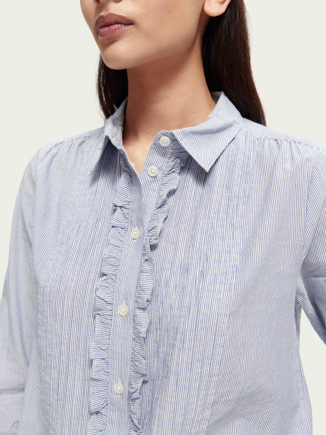 Lightweight Organic Cotton Ruffled Shirt | scotch & soda outlet