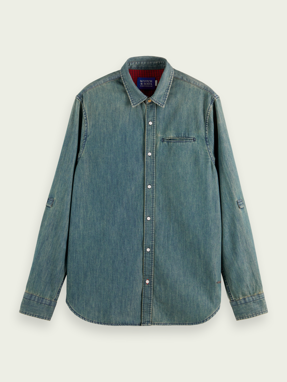 Regular Fit Pocketed Denim Shirt With Sleeve Adjustment | Scotch And Soda Outlet