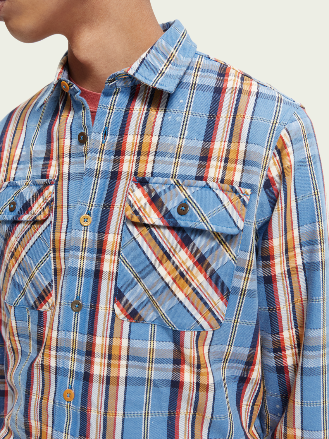 Distressed Regular-Fit Flannel Checked Shirt | Scotch And Soda Outlet