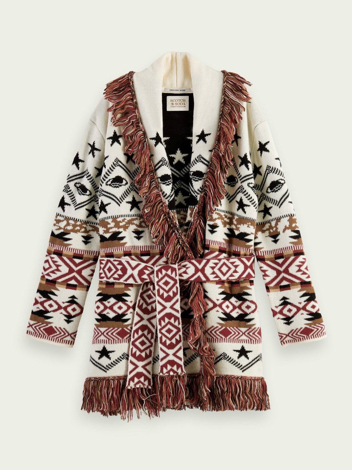 Jacquard Woven Fringed Cardigan | scotch & soda outlet