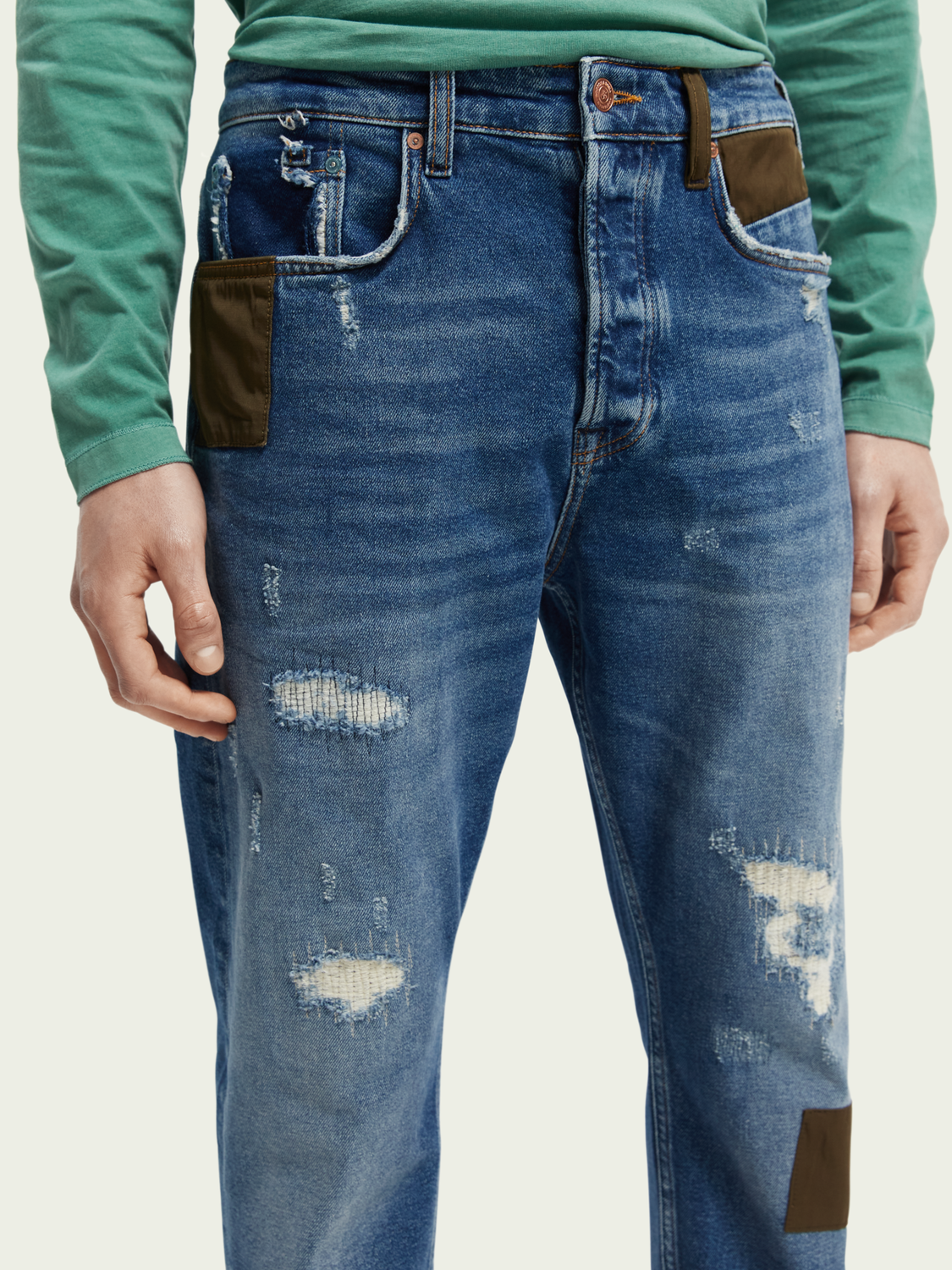 The Dean Loose Tapered-Fit Patchwork Jeans | Scotch And Soda Outlet