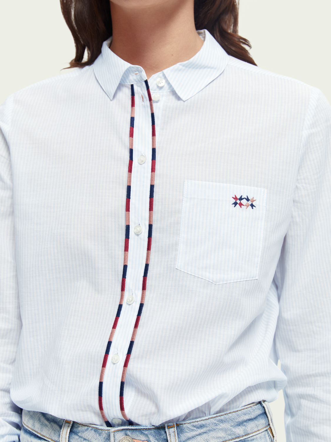 Regular Fit Embroidery-Lined Shirt | scotch & soda outlet