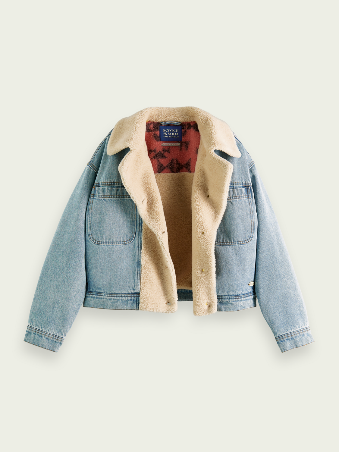 Teddy-Lined Denim Trucker Jacket | scotch & soda outlet