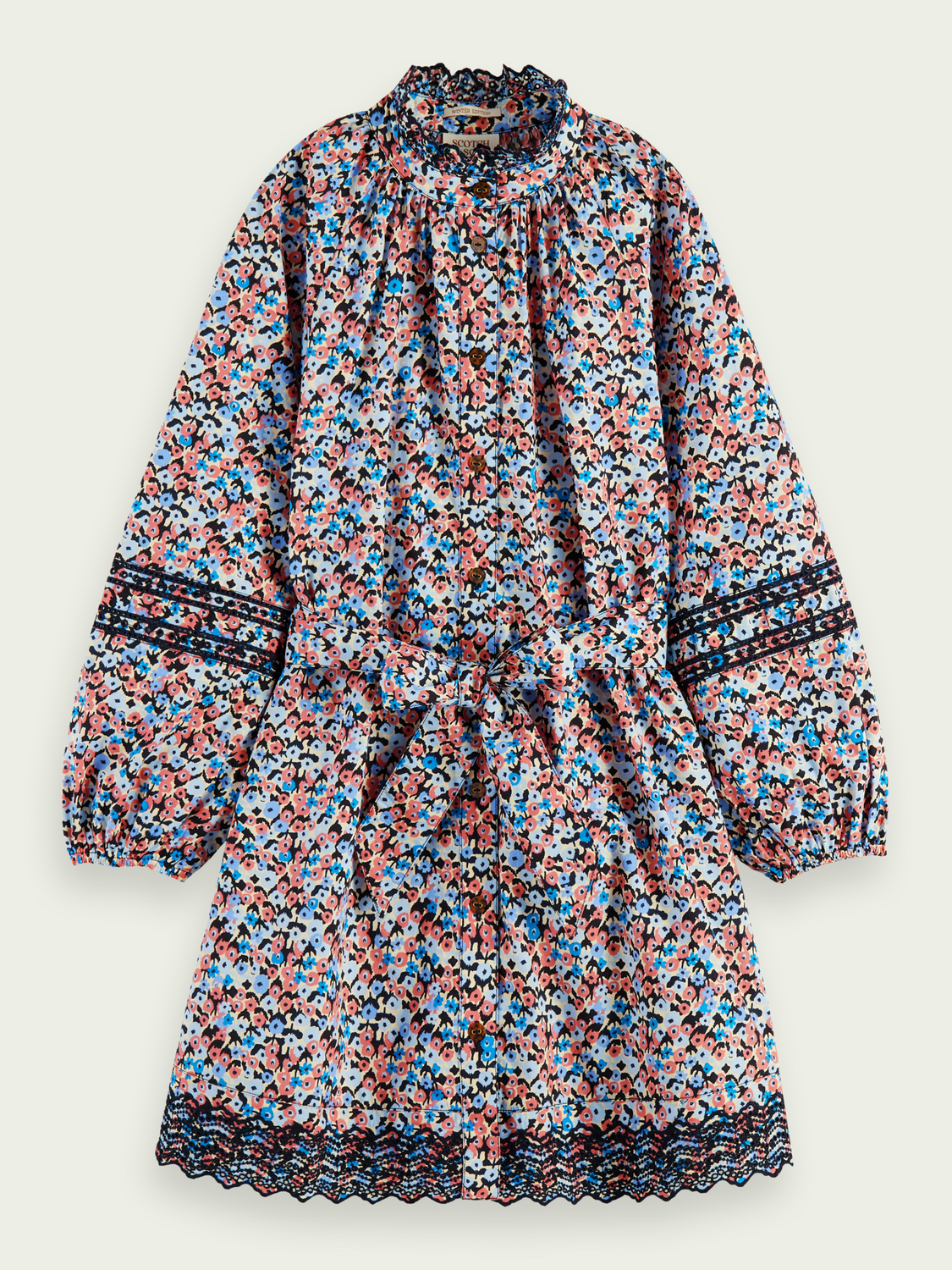 Scotch Soda Outlet | Printed Organic Cotton Long-Sleeved Shirt Dress