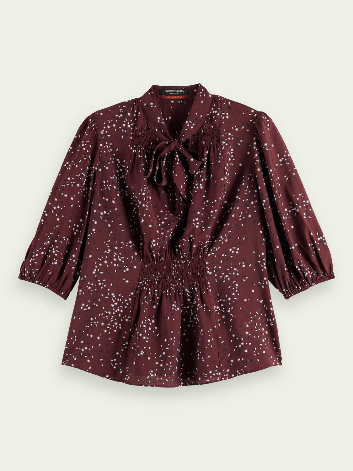 Puffed Sleeve Smocked Top | scotch & soda outlet