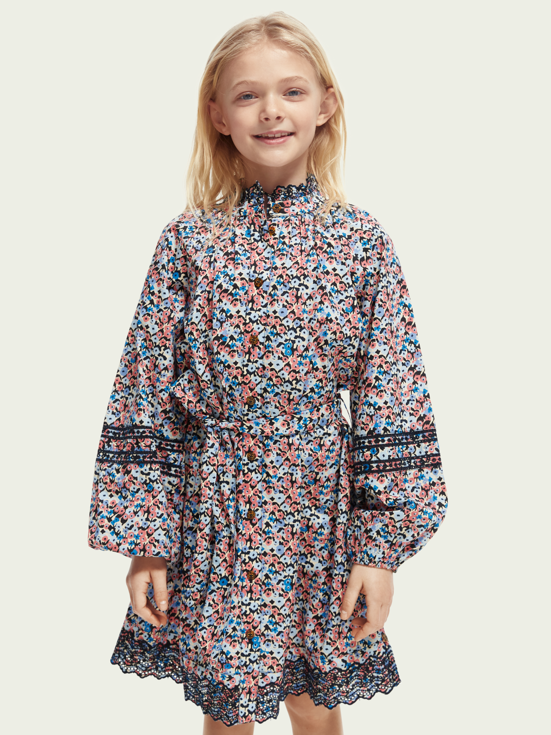 Scotch Soda Outlet | Printed Organic Cotton Long-Sleeved Shirt Dress