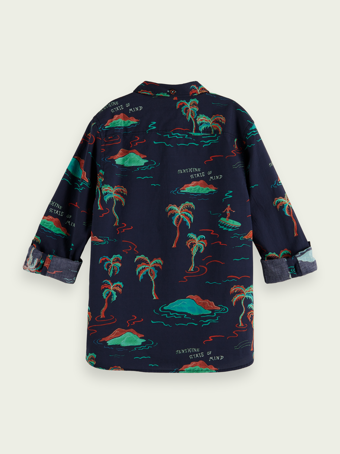 Printed Button-Down Shirt With Sleeve-Adjustment