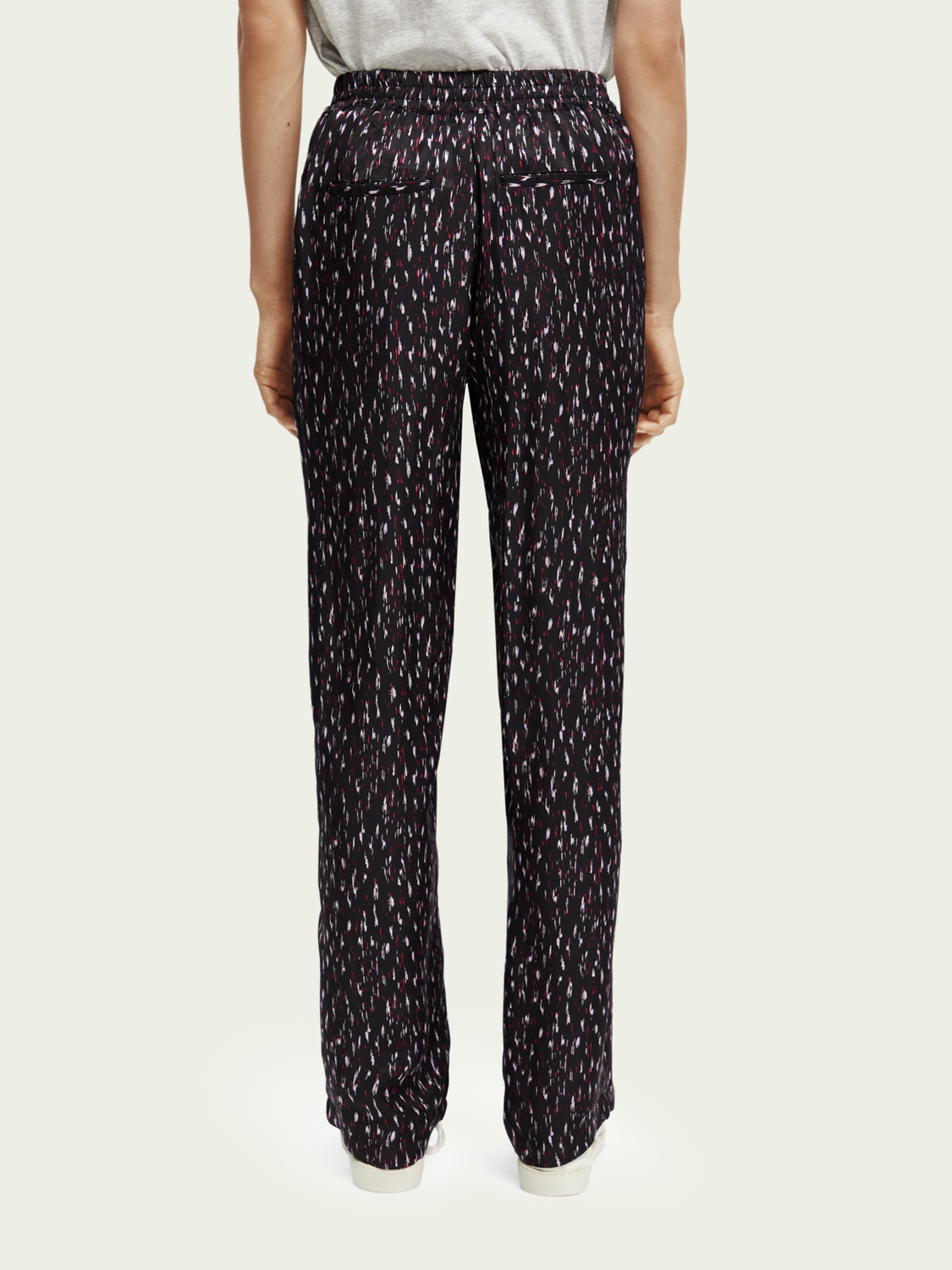 Gia Mid-Rise Wide-Leg Printed Elasticated Trousers | scotch & soda outlet
