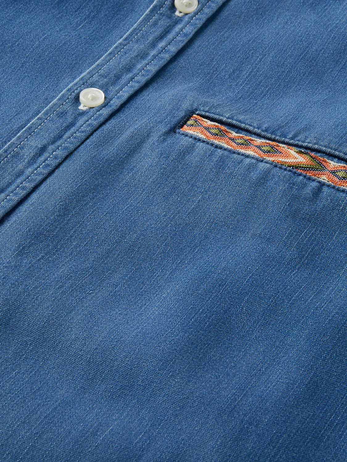 Chambray Shirt With Ikat Detailing | Scotch And Soda Outlet