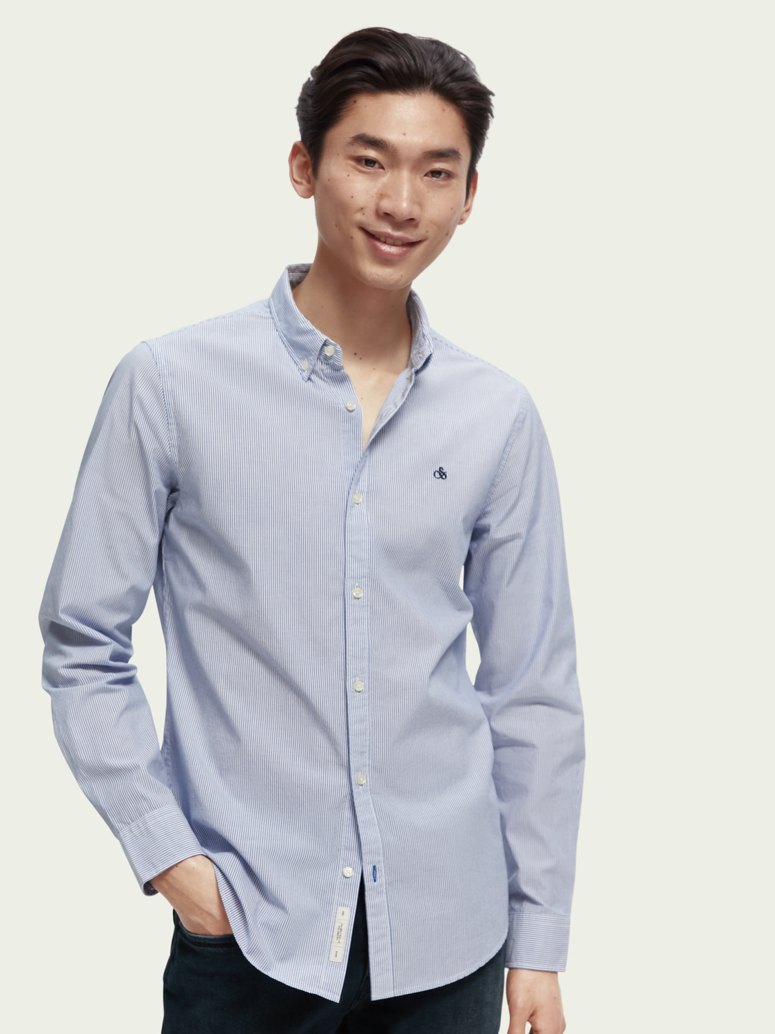 Slim Fit Organic Yarn-Dyed Poplin Shirt | Scotch And Soda Outlet