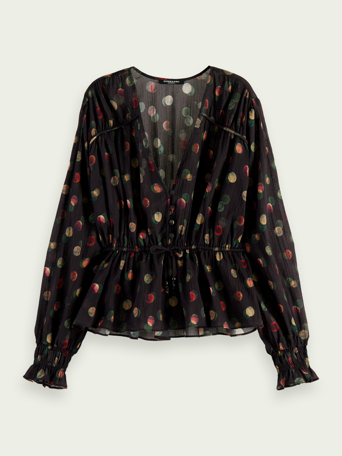 Printed Peplum V-Neck Shirt | scotch & soda outlet